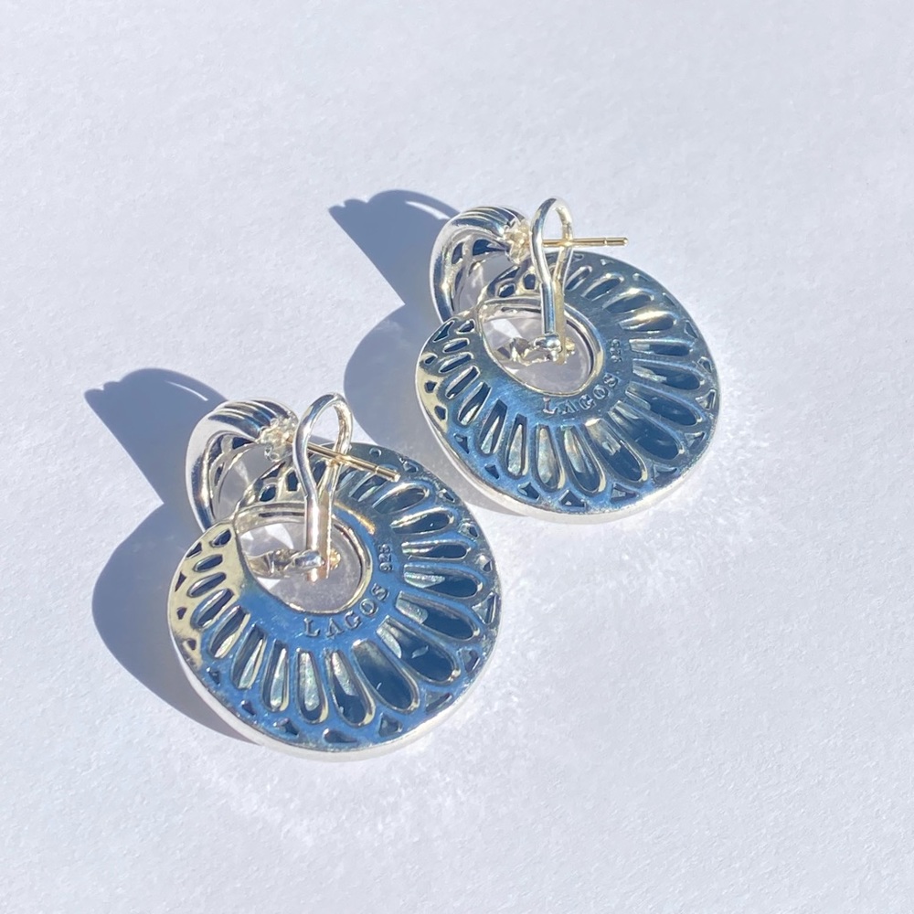 Vintage LAGOS 925/14KT post Chi Chi round fluted earrings✨ - Picture 10 of 16